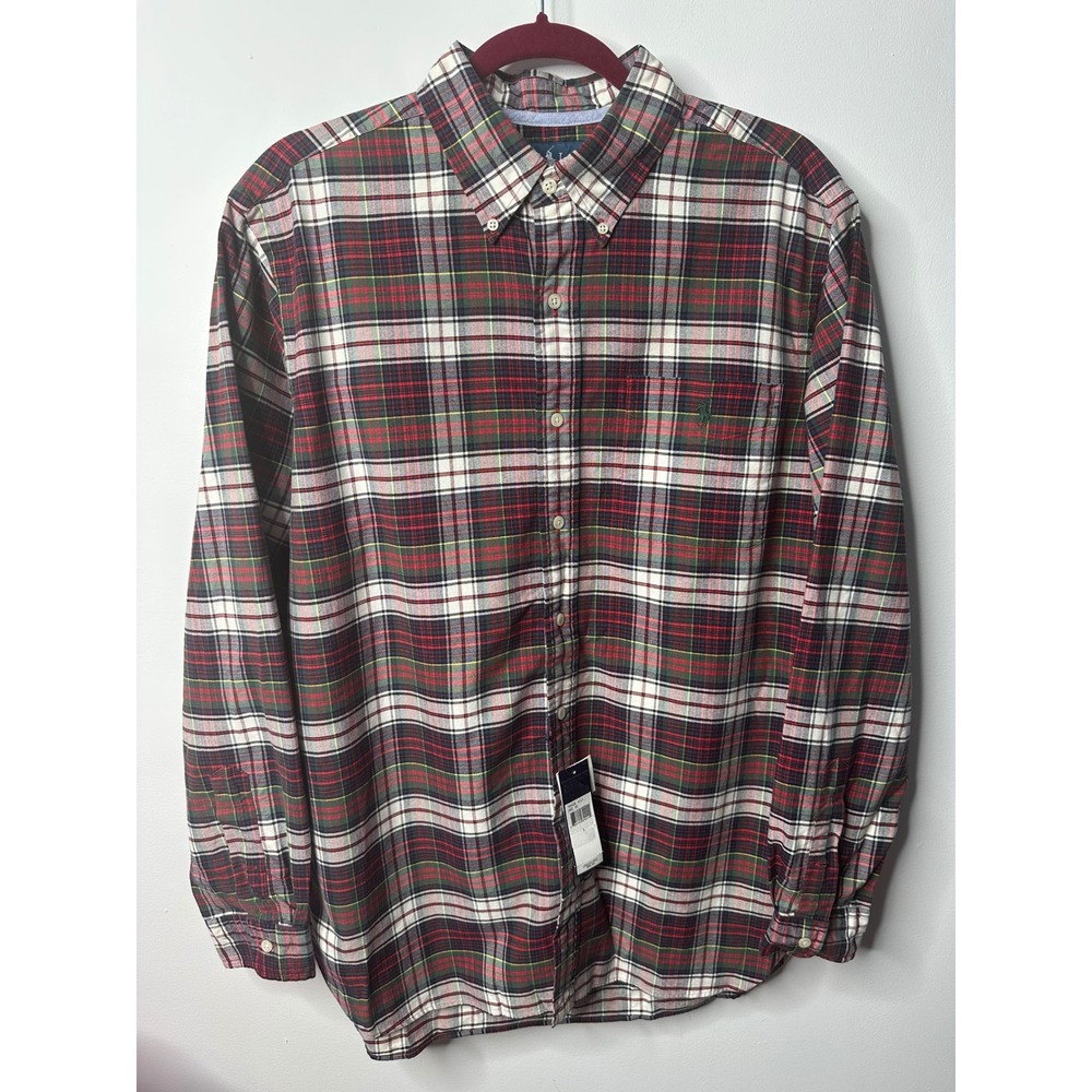 Ralph Lauren Mens Large Plaid Button Down Shirt Red Green White NWT L
